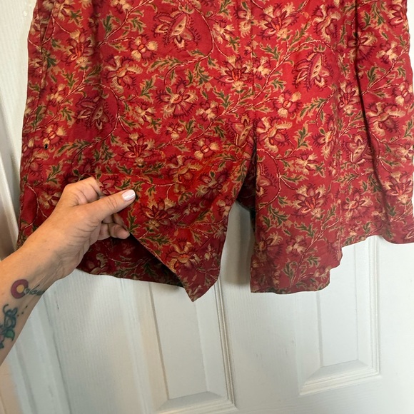 Lauren Ralph Lauren Linen Red High Waist Floral Chino Shorts Zip Front Designer - Picture 4 of 10